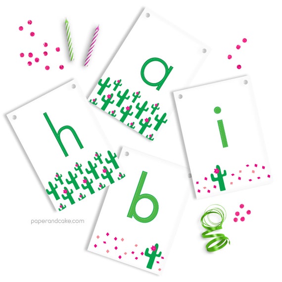 Cactus Happy Birthday | Succulents Celebration Pennant Banner >> shipped to you | Paper and Cake Il_570xn