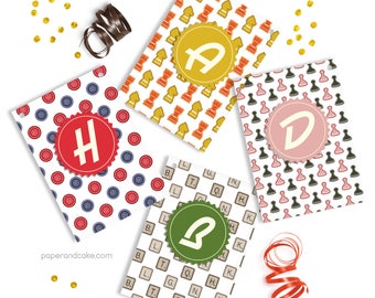 Game Night | Board Games "Happy Birthday" Pennant Banner >> shipped to you | Paper and Cake