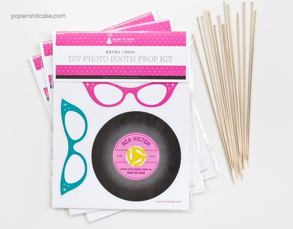 Retro 1950s Party DIY Photo Booth Prop KIT >> shipped to you | Paper and Cake Il_570xn