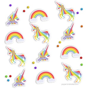 12 Unicorn Cupcake Toppers, Rainbow Unicorn Birthday Treat Picks ...