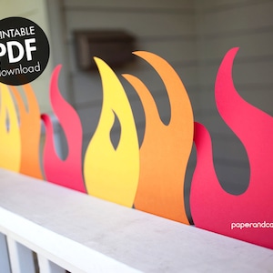 Fire Birthday Party PRINTABLE Flame TEMPLATES, diy cutouts for Decorations and Party Garland >> Instant Download PDF | Paper and Cake