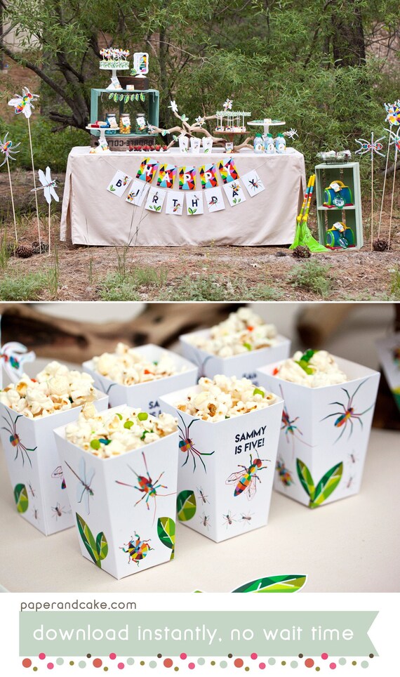 Bugs PRINTABLE Party Decorations | Insects Birthday | Fly Spider Dragonfly Ant Beetle - EDITABLE TEXT >> Instant Download | Paper and Cake Il_570xn