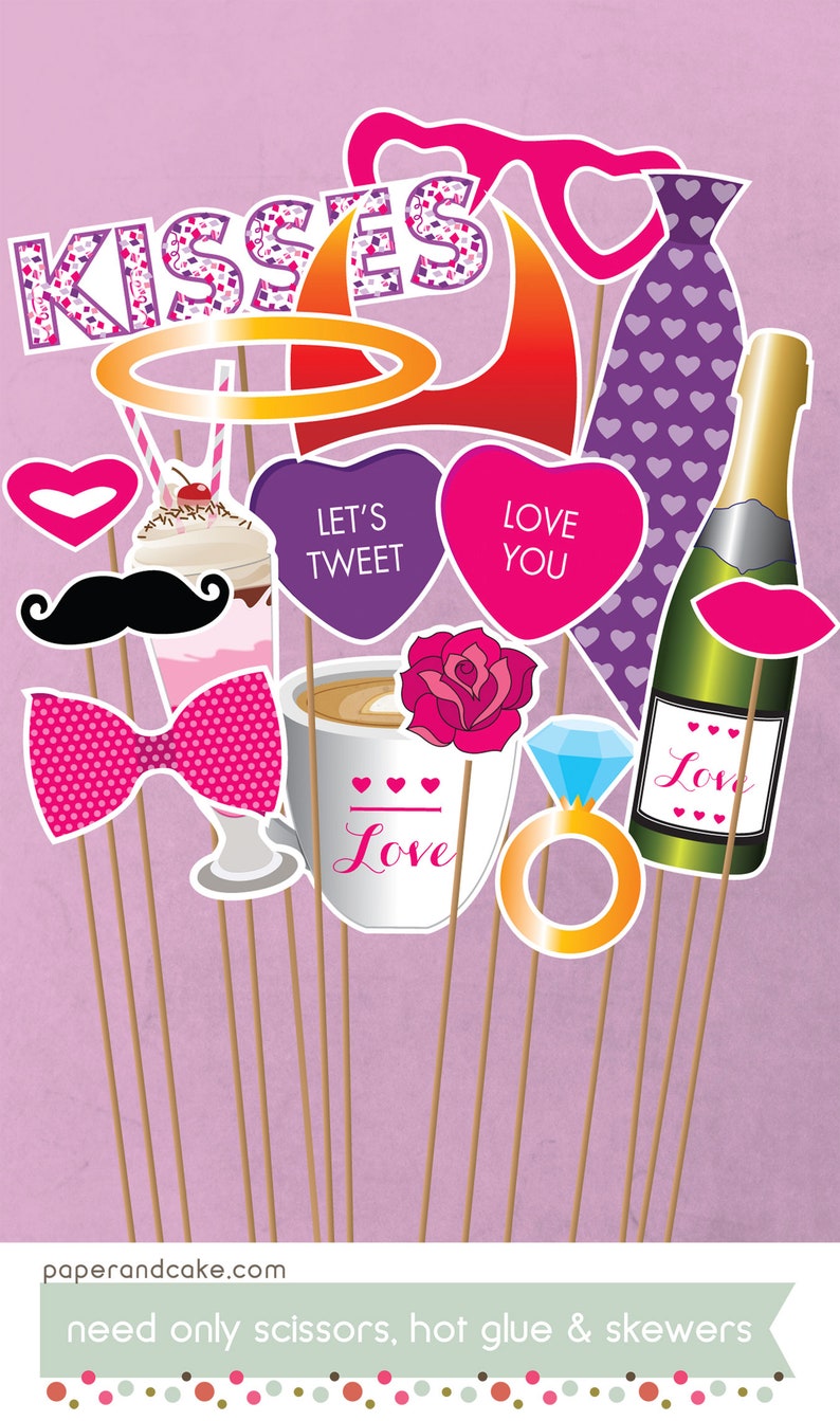 Valentine's Day PRINTABLE Photo Booth Props Editable - Etsy