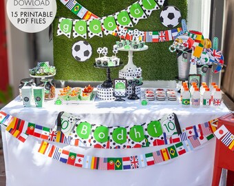 Soccer PRINTABLE Party Decorations | Fútbol Birthday - EDITABLE TEXT >> Instant Download | Paper and Cake