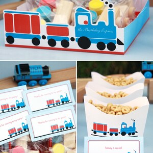 Train Birthday PRINTABLE Party Decorations EDITABLE TEXT Instant Download Paper and Cake image 3