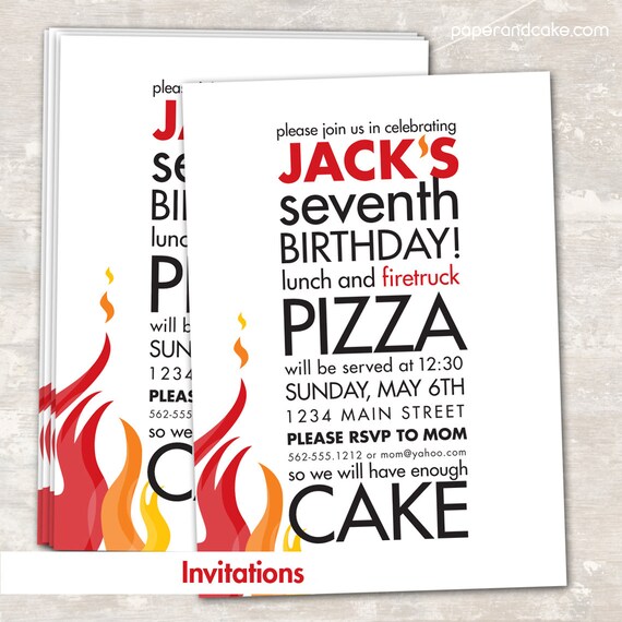 Firetruck Birthday Party Invitations and Decorations >> personalized and shipped to you << Paper and Cake Il_570xn