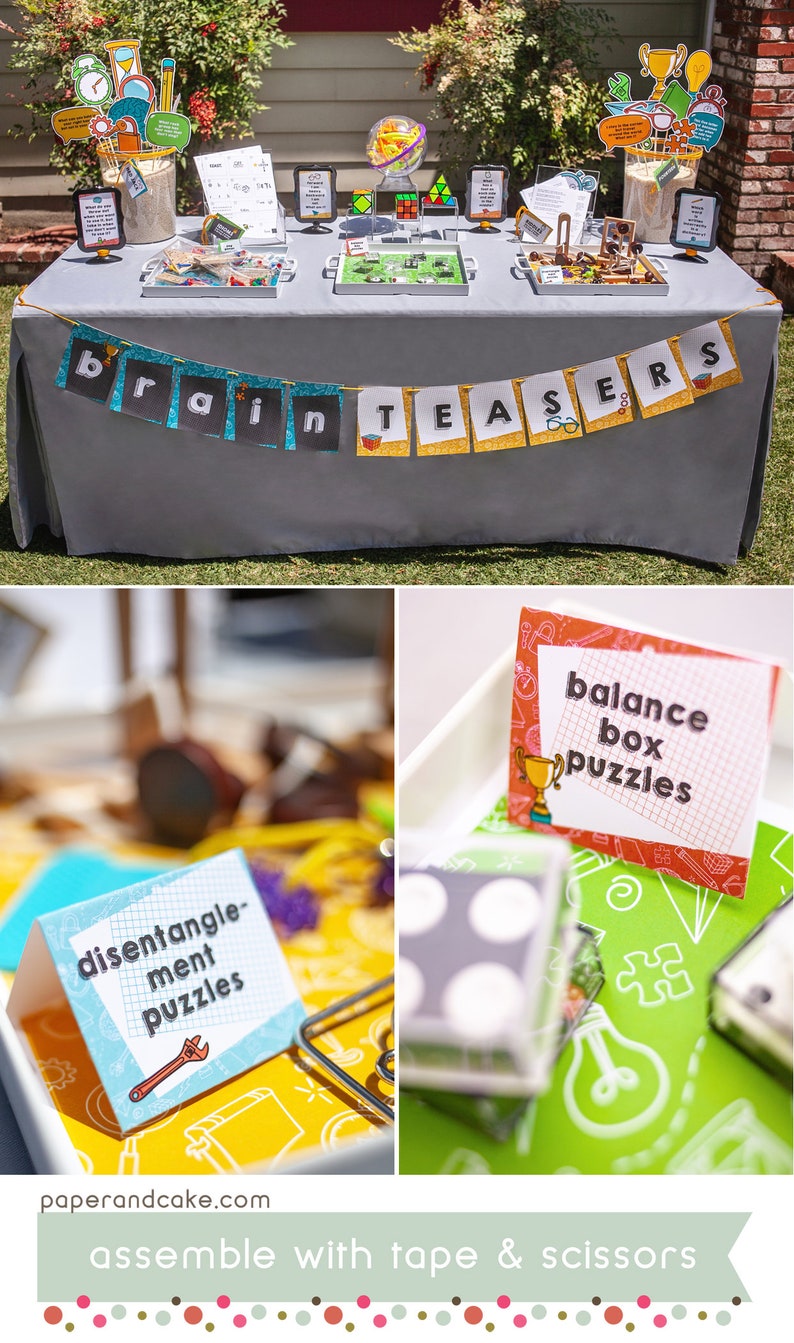 Brain Teaser Birthday Party Puzzle Cube Birthday PRINTABLE Etsy