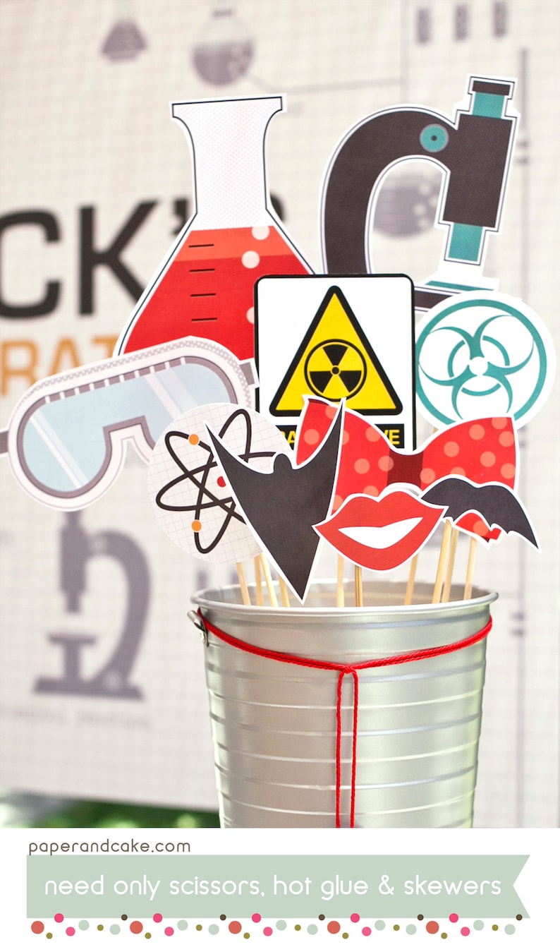 Science Chemistry Printable PHOTO BOOTH PROPS Beakers Flasks Etsy
