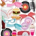 21 Fifties PRINTABLE Photo Booth Props, Retro 50s Microphone, Milk Shake, 45 Records Editable ...