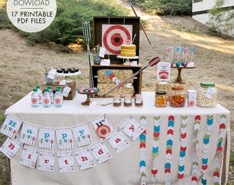 Archery PRINTABLE Party Decorations Target Birthday Bow and