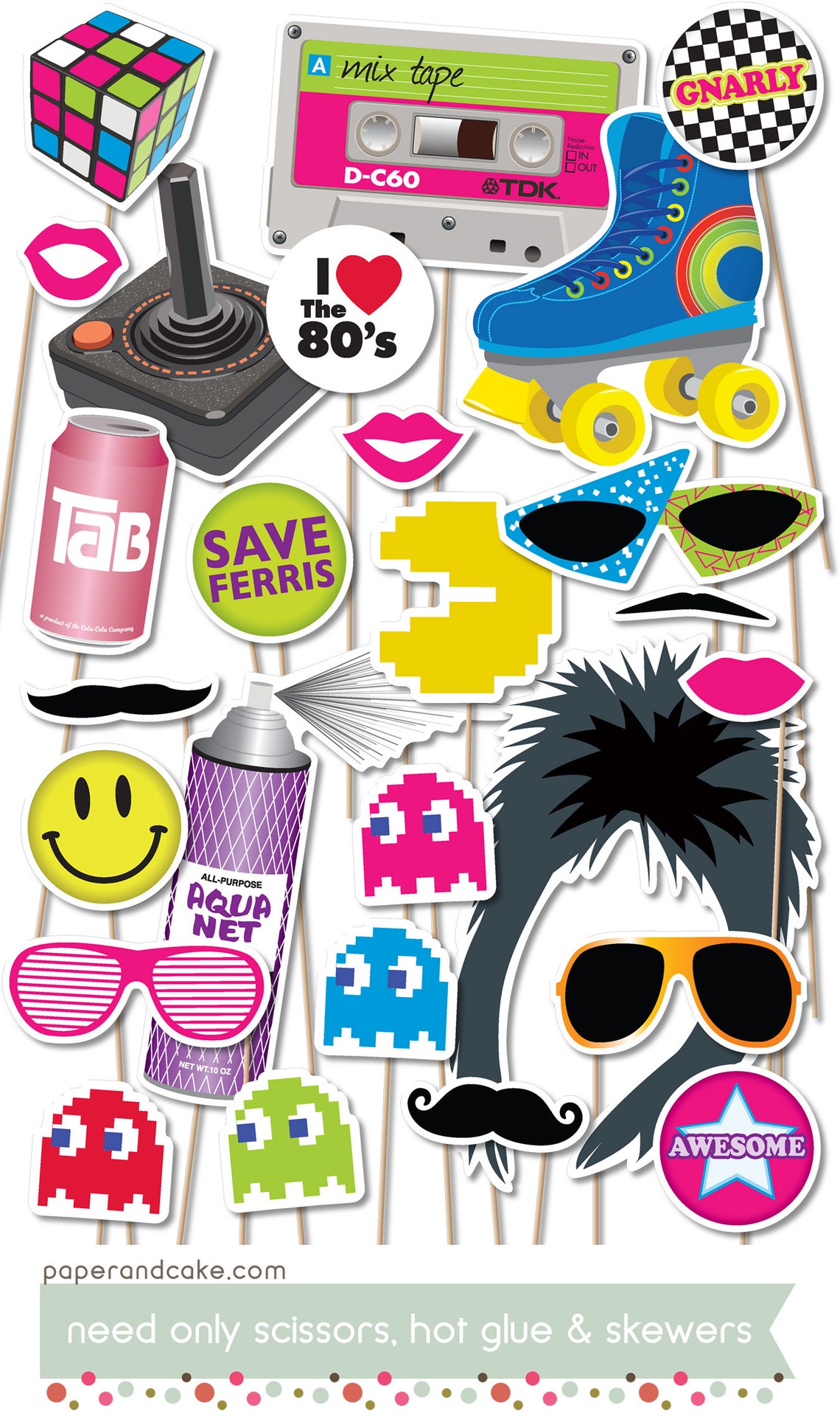 27 Retro 80s Printable Photo Booth Props Gen X Party Etsy