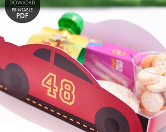 Red Race Car Printable LUNCH SNACK TRAY - Editable Number >> Instant Download | Paper and Cake