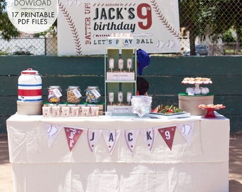 Baseball Birthday PRINTABLE Party Decorations - EDITABLE TEXT >> Instant Download | Paper and Cake