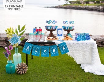 Sea Turtle PRINTABLE Party Decorations, Under the Sea Shower, Ocean Bridesmaid Ask -EDITABLE TEXT >> Instant Download | Paper and Cake