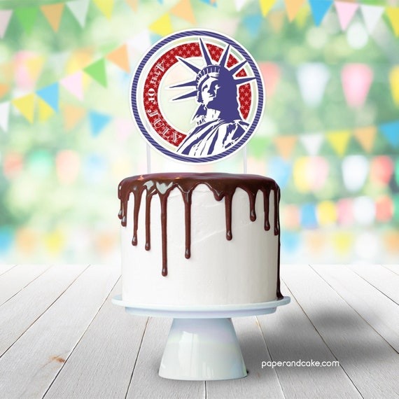 Fourth of July Cake Topper, Statue of Liberty, Patriotic Pie Treat Pick >> shipped to you | Paper and Cake Il_570xn
