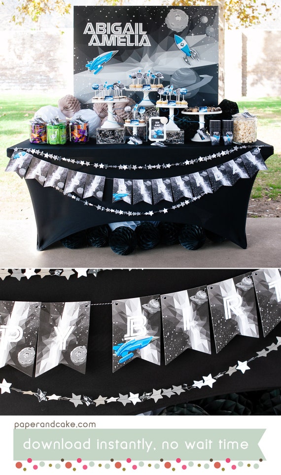 Galactic Battle Birthday Party | Outer Space Wars Birthday PRINTABLE Party Decorations - EDITABLE TEXT >> Digital Download | Paper and Cake Il_570xn