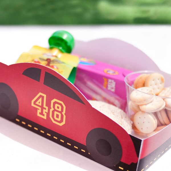 Red Race Car Printable LUNCH SNACK TRAY - Editable Number >> Instant Download | Paper and Cake