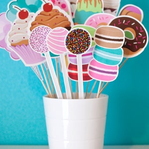 27 Sweet Shoppe IMPRIMIBLE Photo Booth Props, Fiesta de Dulces, Helado Texto Editable Descarga Digital / Papel y Pastel imagen 3