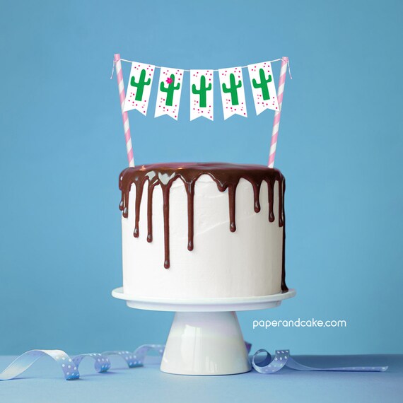 Cactus Mini-Bunting Cake Topper >> shipped to you | Paper and Cake Il_570xn