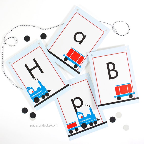 Train Happy Birthday | Choo Choo Party Pennant Banner >> shipped to you << Il_570xn