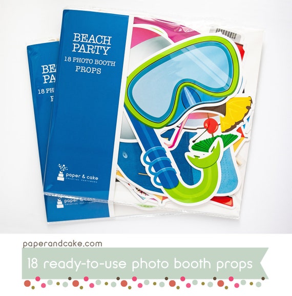 Beach Party Photo Booth Props | Package of 18 Photo Props Pre-Cut Ready to Use | Shipped to You | Paper and Cake Il_570xn