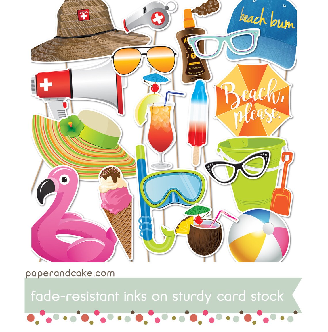Beach Party Photo Booth Props Package of 18 Photo Props | Etsy