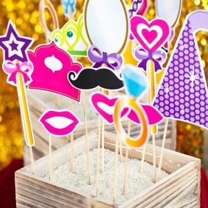 24 Princess PRINTABLE Photo Booth Props, Tiaras, Crowns, Wands, Mirrors ...