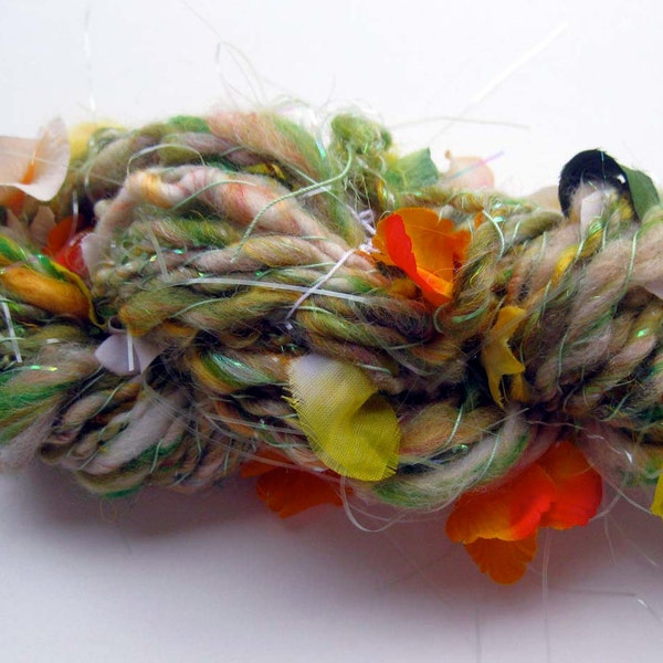 SALE 15% off, handspun art yarn Citrus Bouquet