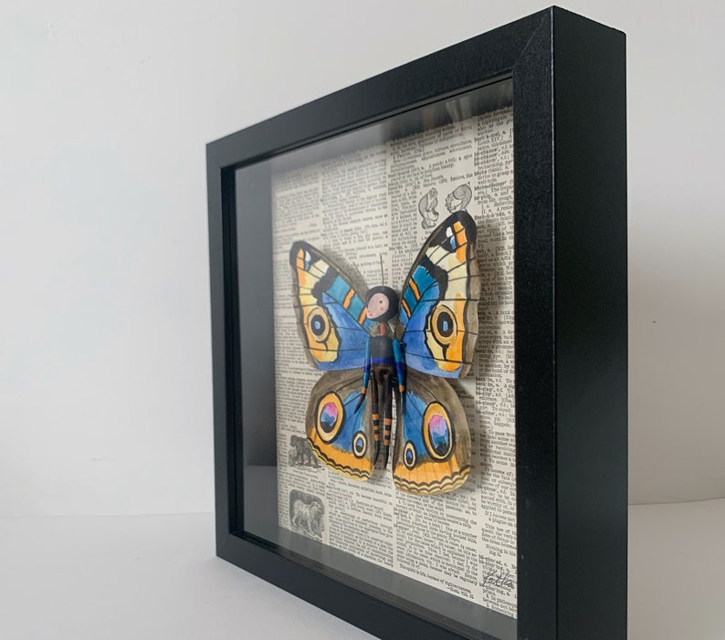 Butterfly Person, Faux Taxidermy, 3D wall art, art doll, fantastical entomology image 4