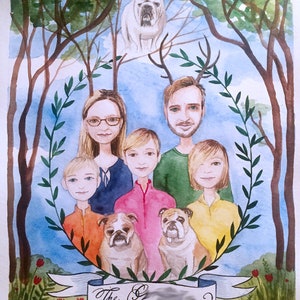 Custom Family Portrait, Watercolor Painting, Wedding Gift, Anniversary Present, Memory Keepsake, Loved ones, remember image 2