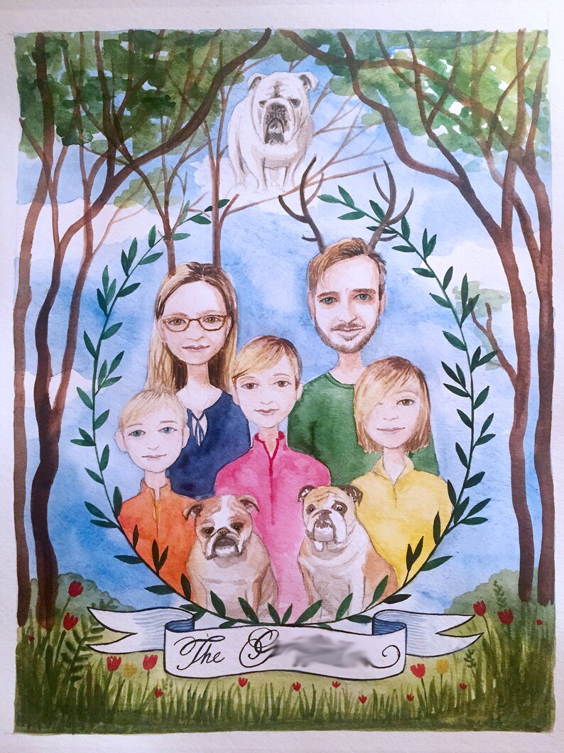 Custom Family Portrait, Watercolor Painting, Wedding Gift, Anniversary Present, Memory Keepsake, Loved ones, remember image 2