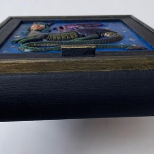 Jewelry Box, dragon woman, Starry night, painted box, treasure wood box, metallic beast, magical witch, mirror image 7