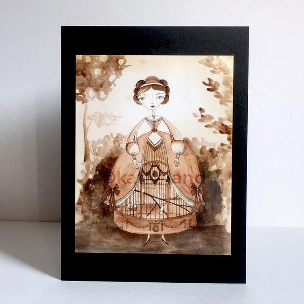 Cartes victoriennes, baroques, Steampunk, assiettes de mode, illustration look vintage 5x7