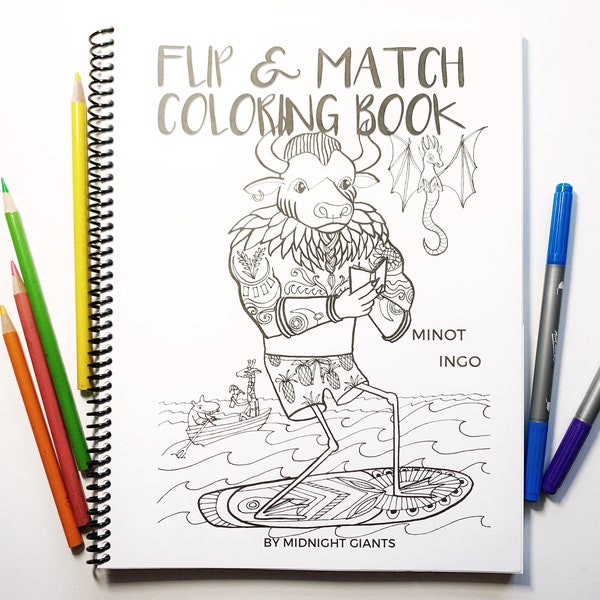 Coloring book, animals, fantasy beasts, coloring pages, imaginary creatures