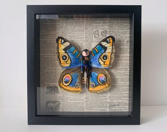 Butterfly Person, Faux Taxidermy, 3D wall art, art doll, fantastical entomology