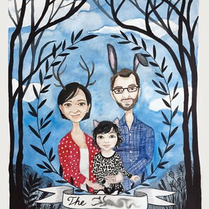 Custom Family Portrait, Watercolor Painting, Wedding Gift, Anniversary Present, Memory Keepsake, Loved ones, remember 3 people/pets