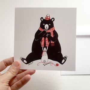 Carte vierge - cheval à bascule, hiver, étoiles, noir, blanc et rouge