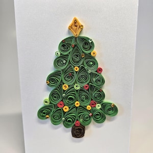 Paper Quilled Christmas Tree Card Unique Holiday Christmas Rhinestone Handmade 3D Cute Holiday Christmas Greeting Card 4x6