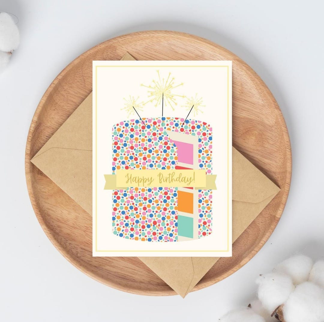 Layered Birthday Cake Multi-colored With Gold Sparklers Special Unique ...