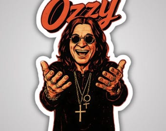 Pegatina de rock inspirada en Ozzy – Vinilo troquelado, impermeable, acabado mate, para uso en interiores y exteriores
