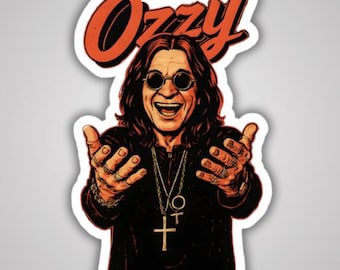 Ozzy Osbourne Sticker – Rock Legend Vinyl Sticker, Prince of Darkness Decal, Heavy Metal Art Sticker, Crazy Train Collectible