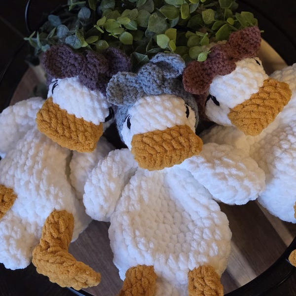 Crochet Della Duck Snuggler | Handmade Plush Farm Animal Lovey