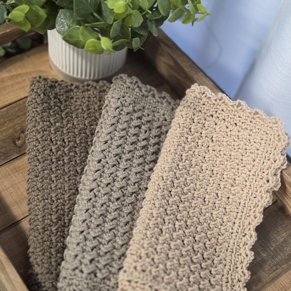 ONE Rustic Country Charm Crochet Dishcloth | Vintage Handmade Crochet Kitchen Dishcloths | Crochet Hand Made | Cleaning Washing Dish Cloth