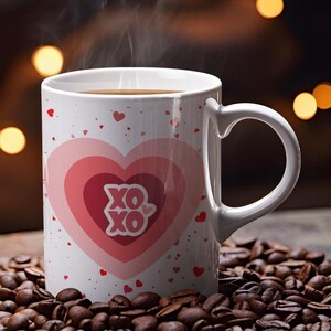Romantische hartmok, Xoxo-mok, Valentijnsdag, cadeau koffieliefhebber, schattig hartontwerp, verjaardagscadeau, aandenken jubileum, 11 en 15 oz
