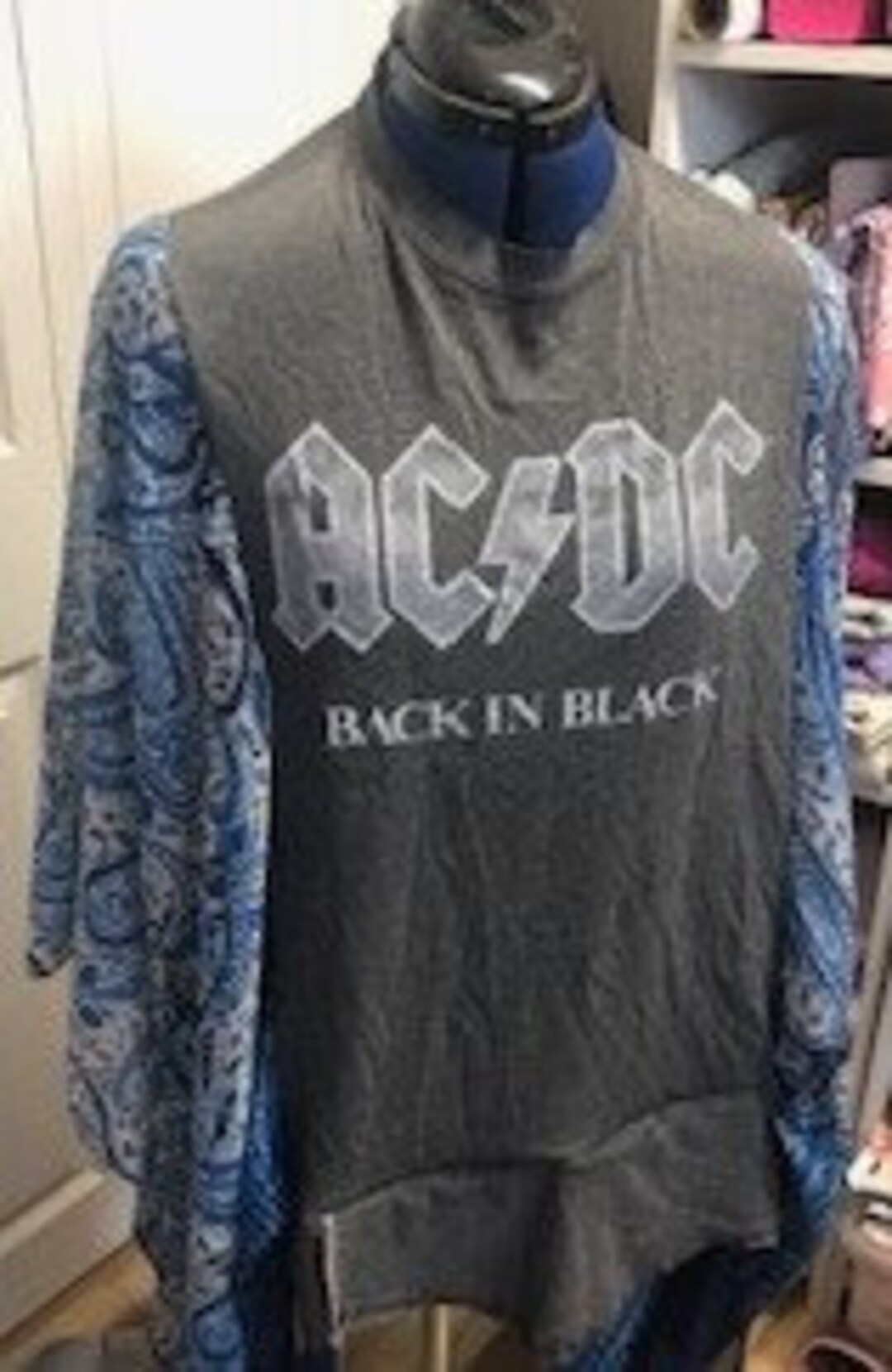 Upcycled AC/DC Band Poncho – Boho Festival Kimono, One of a Kind Rock ...