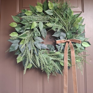 Bead Grass Ficus Year-Round Greenery Wreath, All Season Front Door Wreath, Everyday Farmhouse Wreath, Housewarming Gift, Sawgrass Wreath