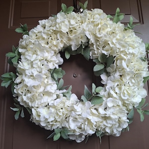 Hydrangea Wreath, Elegant Year-Round Wreath, Wedding Wreath, All Season Front Door Wreath, Farmhouse Decor, Housewarming Gift