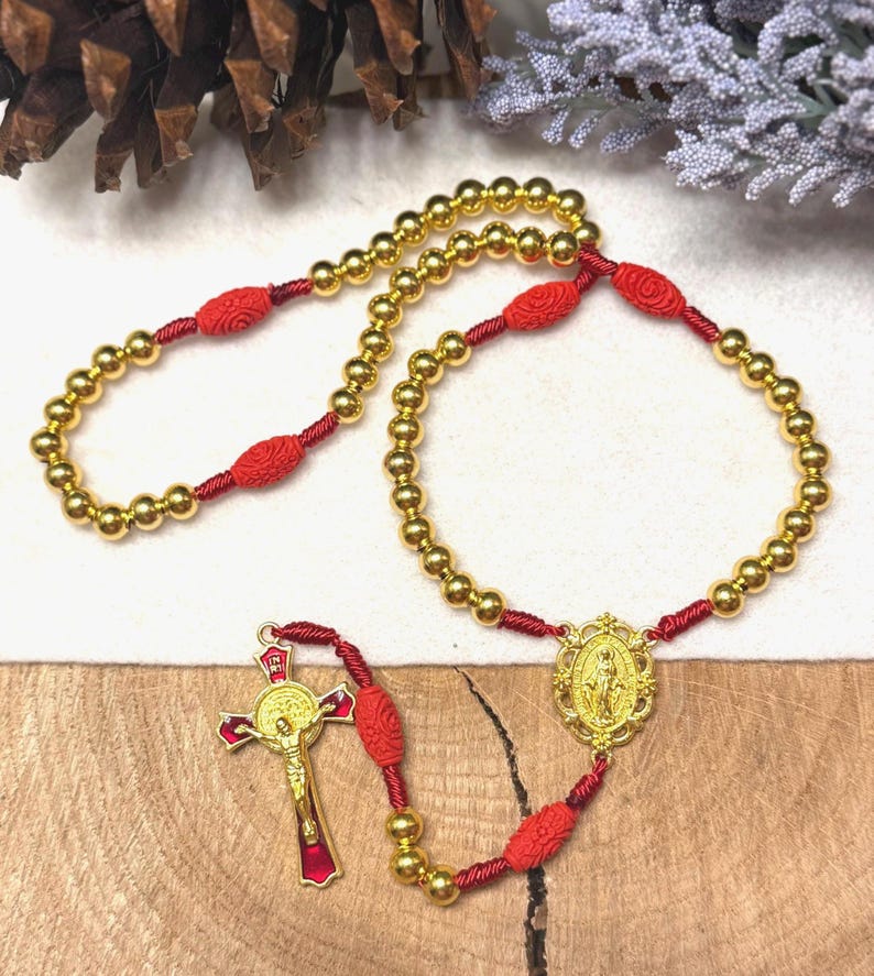 Hand Toed Reed Cross Hand Tied Red Rope Rosaries. - Etsy