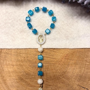 Be Squared Rosary Collection. Natural Quartz Square Stone Prayer Beads.