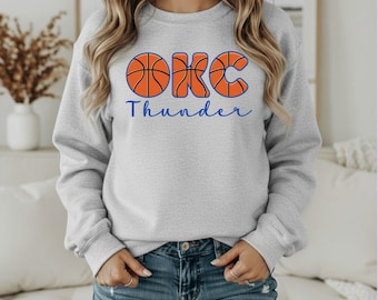 OKC Thunder Basketball Crewneck Sweatshirt | Oklahoma City NBA Team